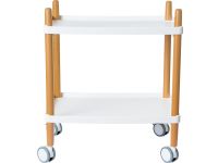 Trolley met 2 legplanken, uit hout, wit