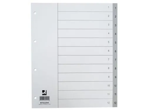 Tabbladen PP Set 1-12 Met Indexblad A4 11-Gaats Grijs