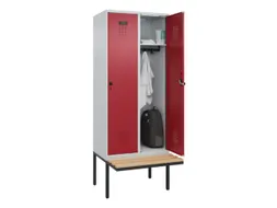 locker met bank,HxBxD 2120x800x815mm,2vak,vak B 400mm,draaigrendel