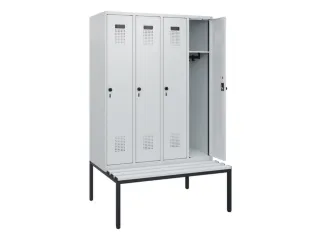 locker met bank,HxBxD 1950x1200x815mm,4vak,vak B 300mm,draaigrendel - 1