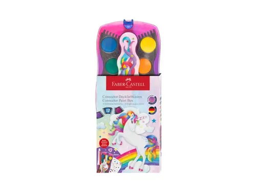 Waterverfdoos Faber-Castell Connector Unicorn 12 kleuren +1 tube wit