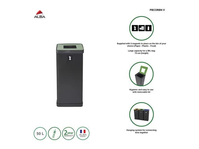 PBCORBN Recyclingbak GFT 50 L. zwart / groen