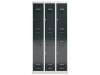 Dubbeldekse garderobekast 1800x870x500mm 3x2vak klink RAL7035 RAL7016 - 2