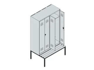 PBM-locker met bank,HxBxD 2120x1200x815mm,4vak,vak B 300mm - 3