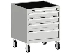 ladekast verrijdbaar 780x650x525mm 4laden romp RAL7035 front RAL7035