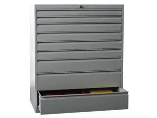ladekast HxBxD 1200x1023x600mm 9laden RAL7035 front RAL6011 - 1