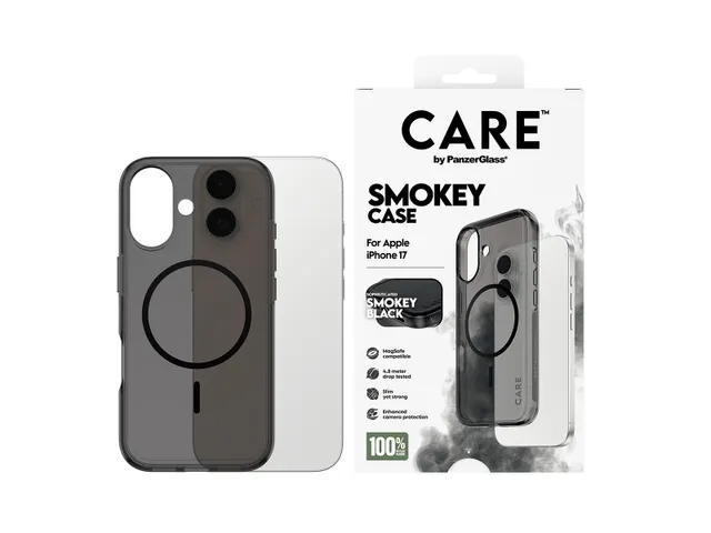 PanzerGlass CARE by Smokey Case w. Black MagSafe iPhone 17, Hoes