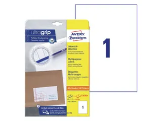 Etiket Avery Zweckform 6119 210x297mm A4 wit 25stuks - 1
