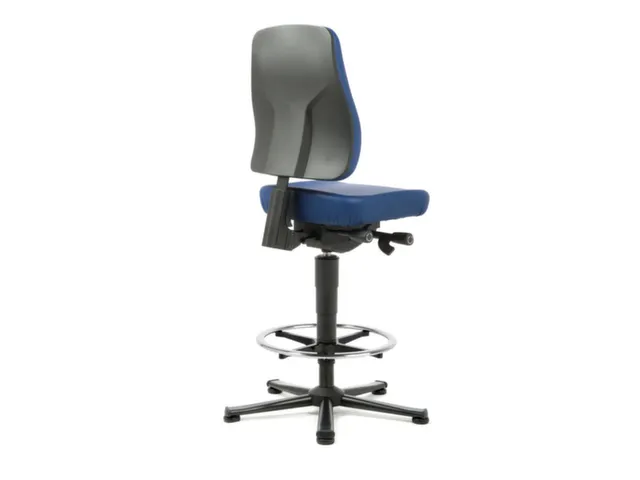 Werkplaatsstoel Kunstleer blauw 570-830mmx460x410-470mm glijders