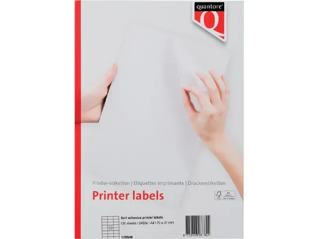 Etiket Quantore 70x37mm wit 2400st Voordeelbundel