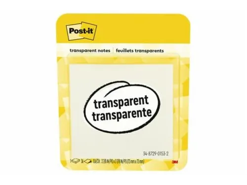 Memoblok Post-it 3M 73x73mm Transparant