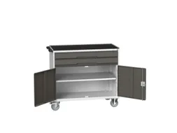 gereedschapswagen 965x1050x600mm antislip 2 laden+kast RAL7035+RAL7016