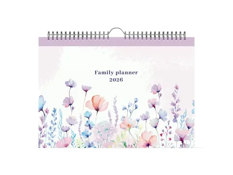 Calendrier familial 2026 Lannoo 310x220 Flowers Watercolour 7 jours/1