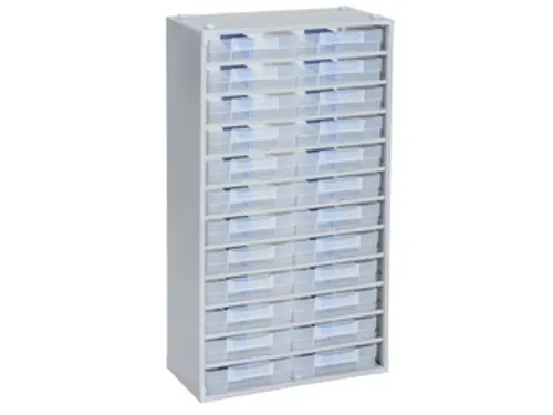 Magazijnkast,HxBxD 565x300x140mm,24lade(n),laden transparant