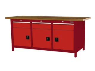 werkbank,HxBxD 860x2000x750mm,onderstel RAL3003,fronten RAL3020 - 3