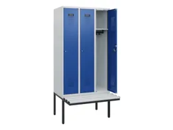 locker met bank,HxBxD 1950x900x815mm,3vak,vak B 300mm,cilinderslot