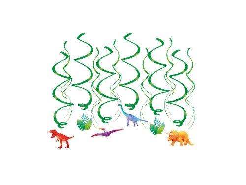 Hangdecoratie 70cm Party Swirl Dino 12 stuks