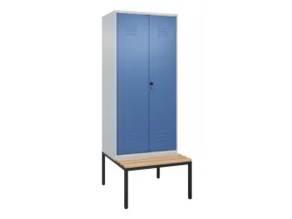 PBM-locker met bank,HxBxD 2120x800x815mm,2vak,vak B 400mm,draaigrendel - 1