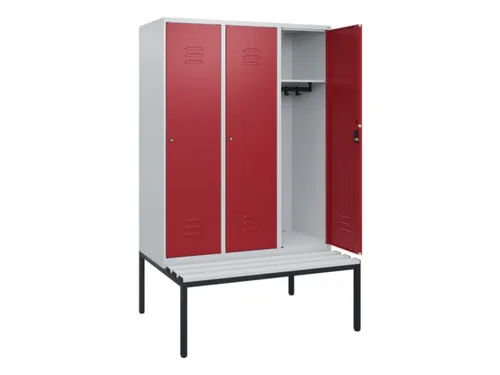 locker met bank,HxBxD 1950x1200x815mm,3vak,vak B 400mm,cil.-slot