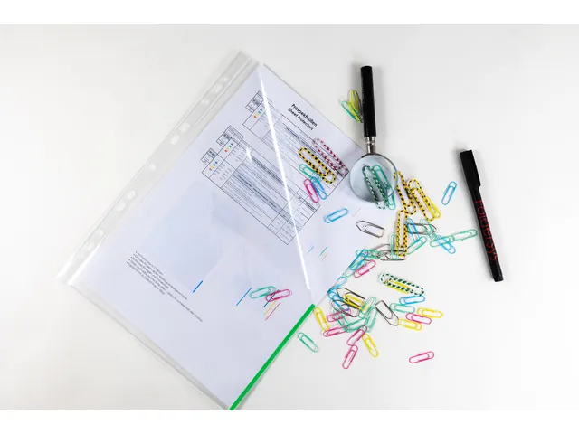 Showtas Transparant Met Groene Indexstrook En 11-Gaats Perforatierand