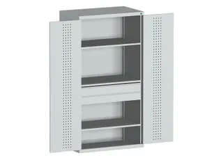 systeemkast 2000x1300x650mm 3xStalen bodem 2laden Ral7035 - 1