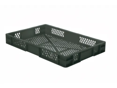 Euronorm-Stapelbak 14.5l 75x 600x 400mm Wanden/Bodem Opengewerkt Grijs