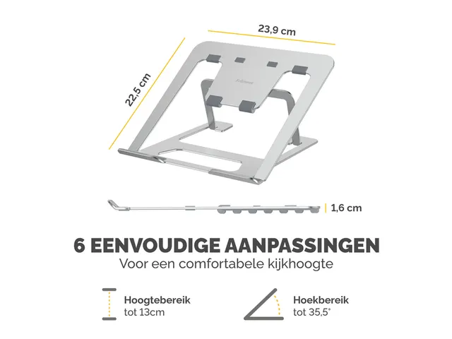 Laptopstandaard Fellowes Alumia zilver