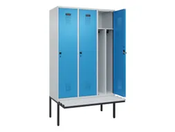 locker met bank,voor scheiding van kleding,HxBxD 2120x1200x815mm,3vak