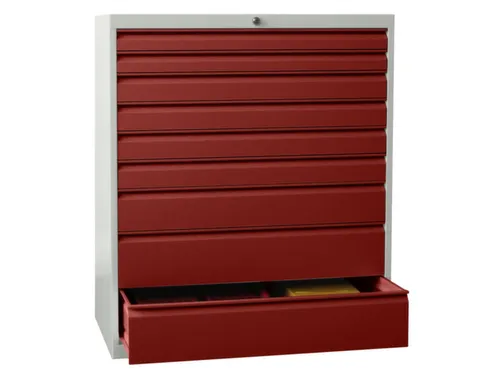 ladekast,HxBxD 1200x1023x600mm,9lade(n),RAL7035,front RAL3000