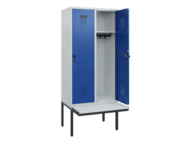 locker met bank,HxBxD 1950x800x815mm,2vak,vak B 400mm,draaigrendel
