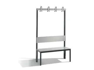 omkleedbank,HxLxD 1710x1000x407mm,HPL zilvergrijs,frame staal RAL7021 - 1
