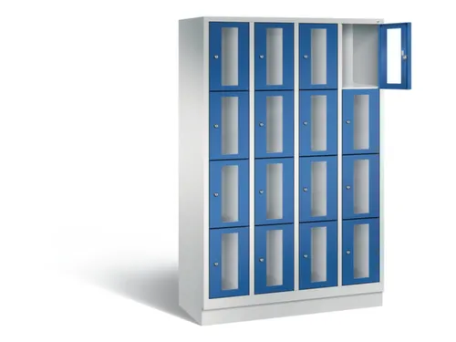 Lockerkast 1800x1190x500mm 4x4 vakken Cilinderslot, Sokkel, RAL5010