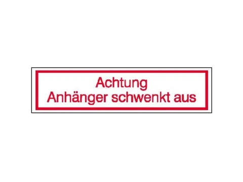 aanwijzingsbord,Let op Aanhangwagen zwenkt uit,PVC,rood/wit