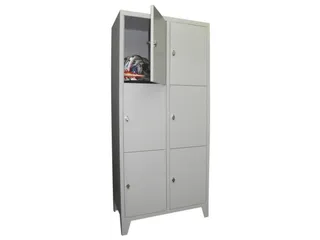 lockerkast,HxBxD 1850x800x500mm,2x3vakken,RAL7035,front RAL6011 - 1