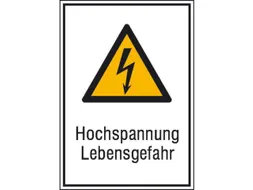 waarschuwings-combibord,v. binnen/buiten,Hoogspanning levensgevaar,PVC