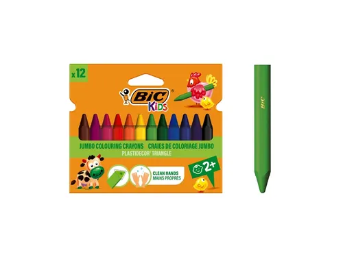Kleurkrijt Bic 857 Plastidecor Triangel Assorti Etui à 12st