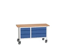 werkbank HxBxD 830x1500x600mm multiplexblad 6laden RAL7035