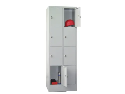 lockerkast,HxBxD 1850x600x500mm,2x4vakken,RAL7035,front RAL3000