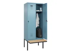 locker met bank,HxBxD 2120x800x815mm,2vak,vak B 400mm,draaigrendel