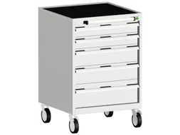 ladekast verrijdbaar 980x650x650mm 5laden romp RAL7035 front RAL7035