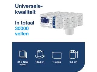 Tork OptiServe Hulsloos Toiletpapier 472620 Universal 1-laags 144m wit - 8
