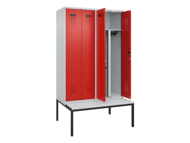 PBM-locker met bank,HxBxD 2120x1200x815mm,4vak,vak B 300mm
