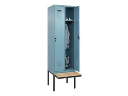 locker met bank,HxBxD 2120x600x815mm,2vak,vak B 300mm,draaigrendel