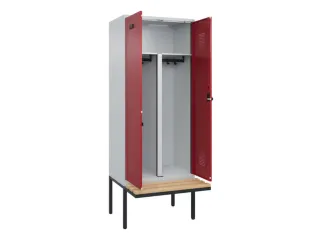 PBM-locker met bank,HxBxD 2120x800x815mm,2vak,vak B 400mm,draaigrendel - 1