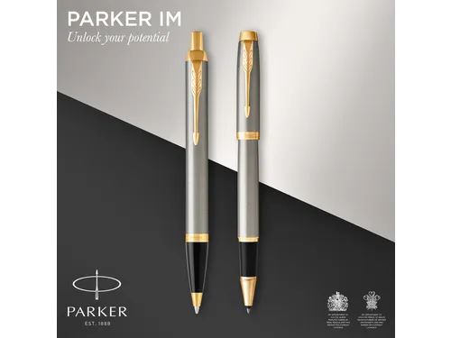 Balpen en Rollerpen Parker IM brushed metal GT medium 2 stuks