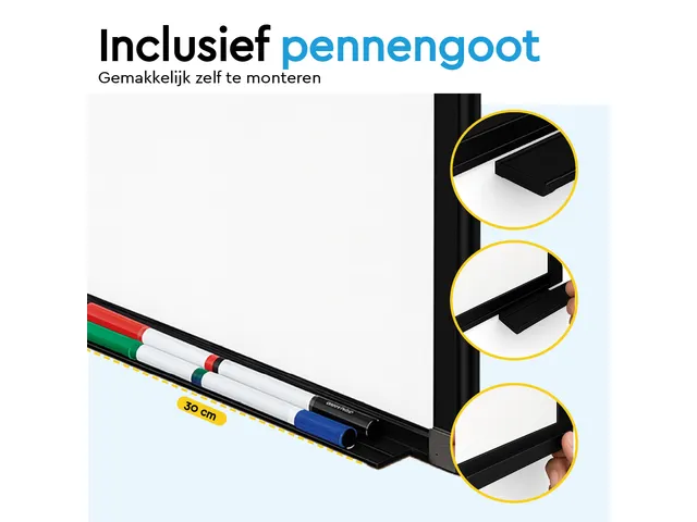BRASQ Magnetisch Whiteboard 60x45cm Zwart met accessoire set