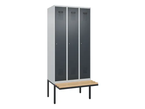 locker met bank,HxBxD 2120x900x815mm,3vak,vak B 300mm,cilinderslot