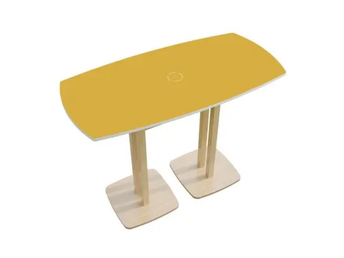 Tonvormige statafel Woody 110x114x75cm Geel Natuur 2 schotelvoeten