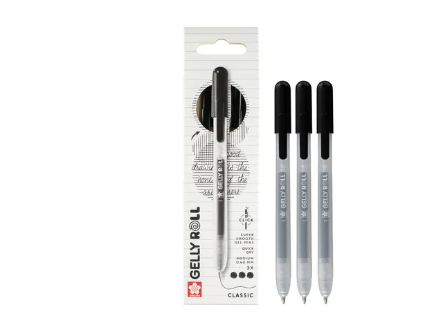 Stylo gel Sakura Gelly Roll Classic 08 rétractable set 3 couleurs noi