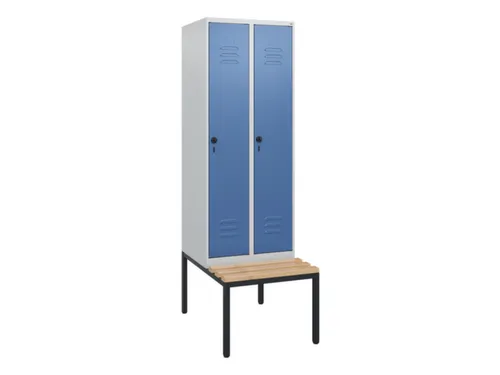 locker met bank,HxBxD 1950x600x815mm,2vak,vak B 300mm,draaigrendel